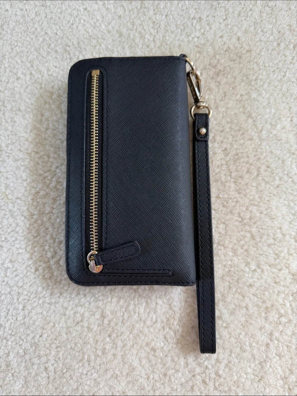 Michael Kors Black Phone Wristlet with Gold Logo